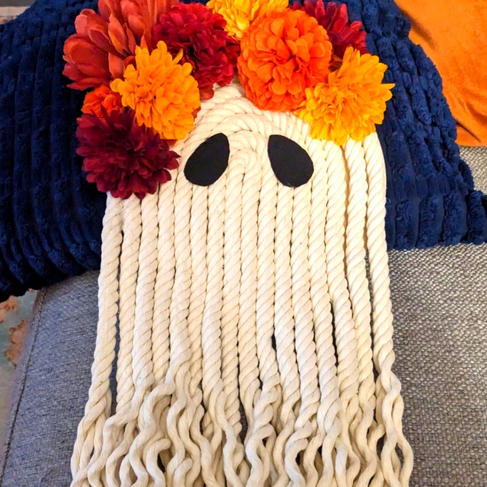 Made To Order- Handmade Ghost Wall Hanging with Flowers